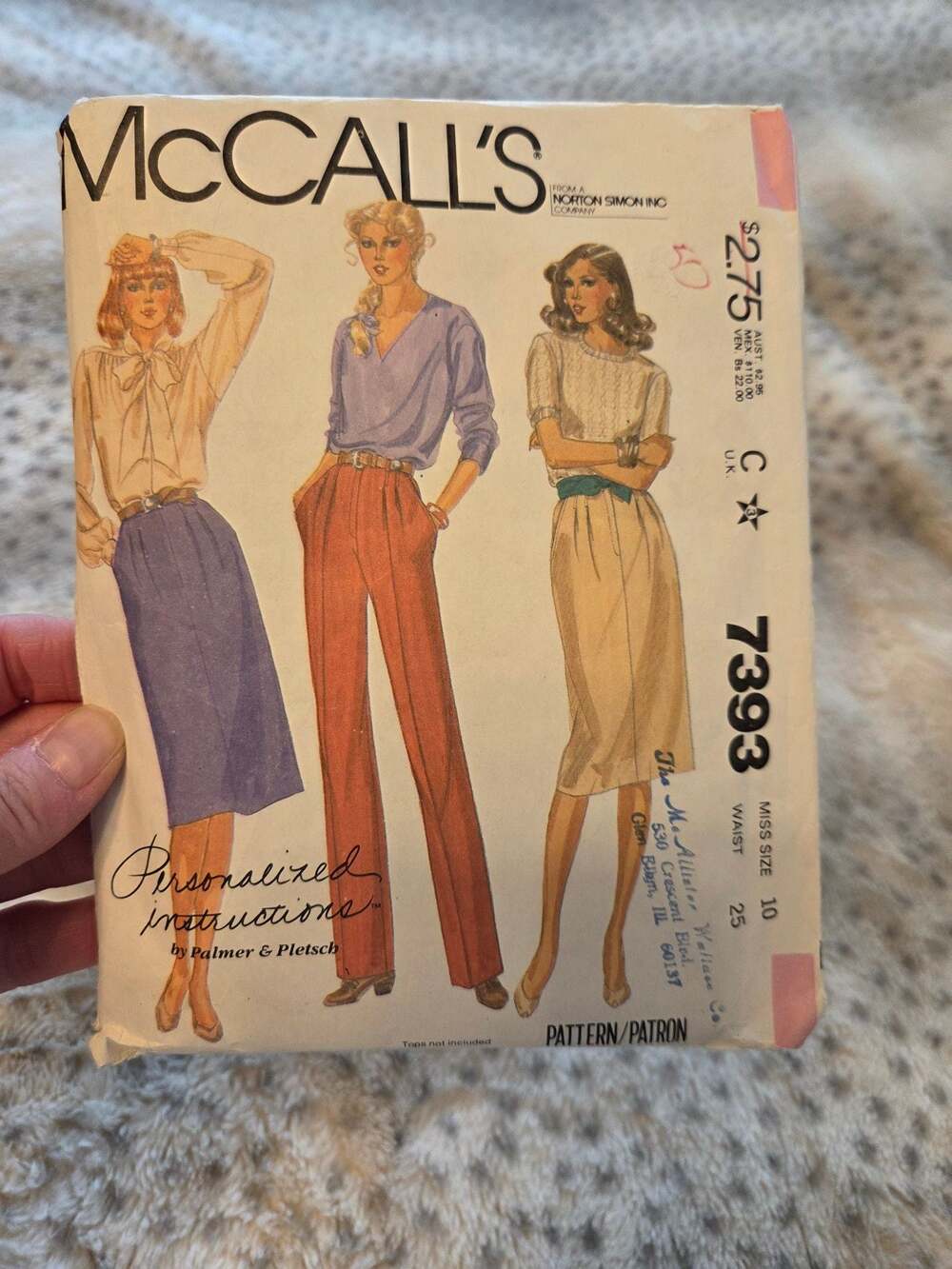 Vintage McCall's Sewing Pattern 7393 Misses' Skirt and Pants Size 10